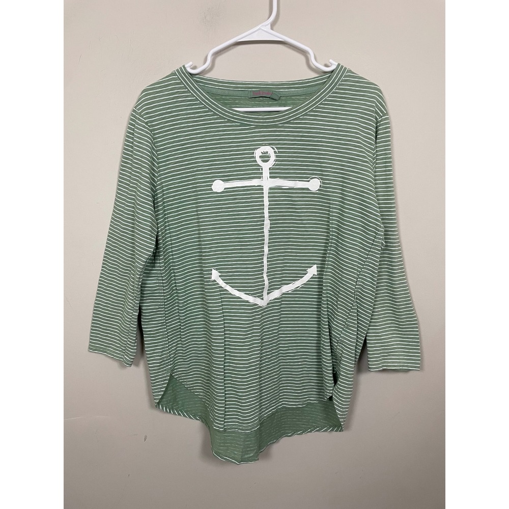 Fresh Produce Anchor Stripe Catalina Top Size Medium Nautical Coastal Preppy